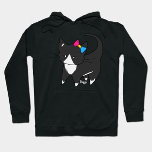 Pansexual Pride Tuxedo Kitty Ear Bow Hoodie